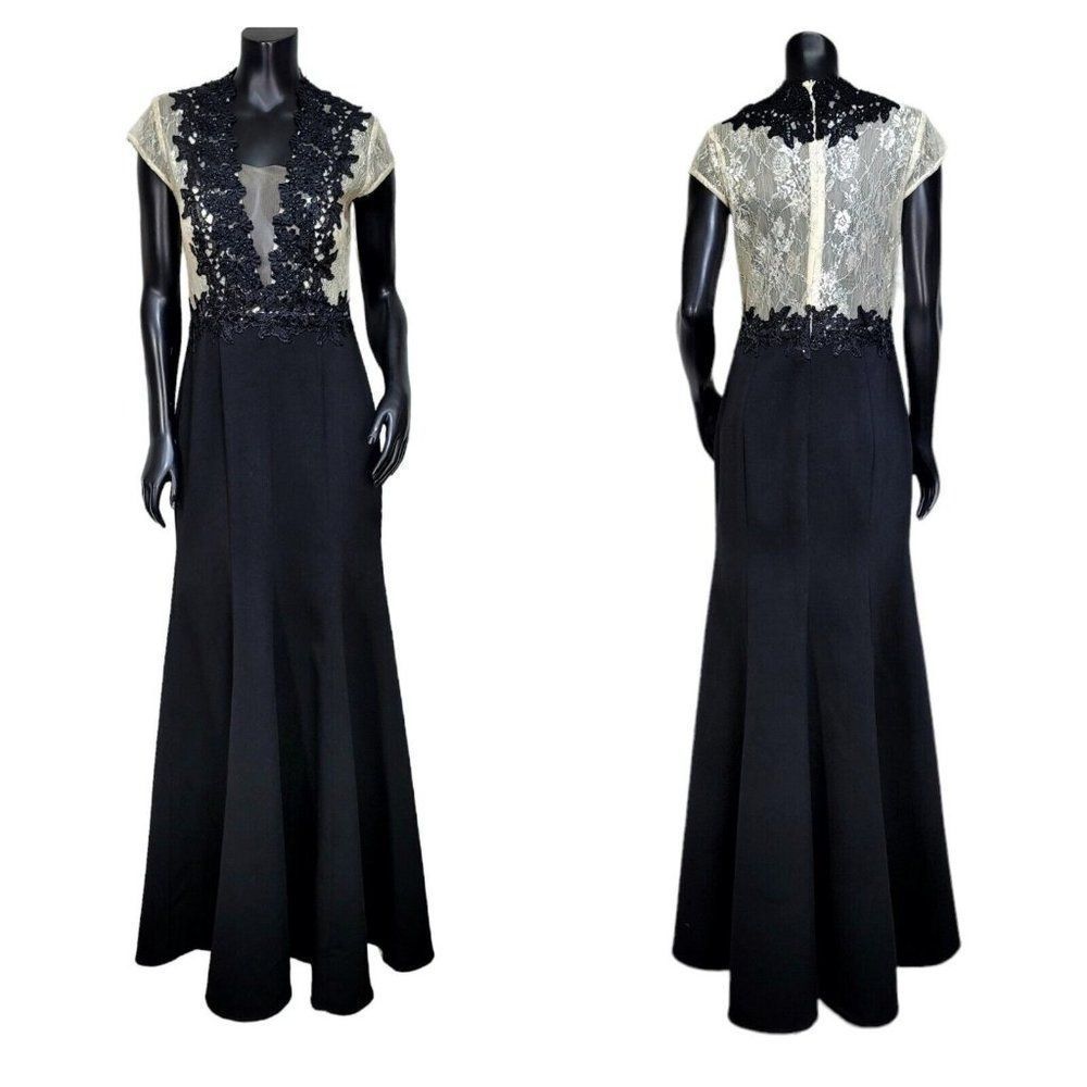 Marciano Womens 6 Nude Lace Top Black Mermaid Skirt Formal Evening Gown